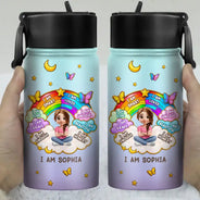 Back To School, Gift For Kids, Adorable, Vector - I Am Smart Kind Brave Butterfly - Personalized Kids Water Bottle