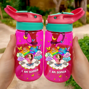 Adorable, Back To School, Gift For Kids, Vector - I Am Smart Kind Brave Butterfly - Personalized Kids Water Bottle With Straw