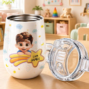 Adorable,Back To School,Gift For Kids,Vector - I Am Smart Kind Brave Butterfly - Personalized Sippy Cup