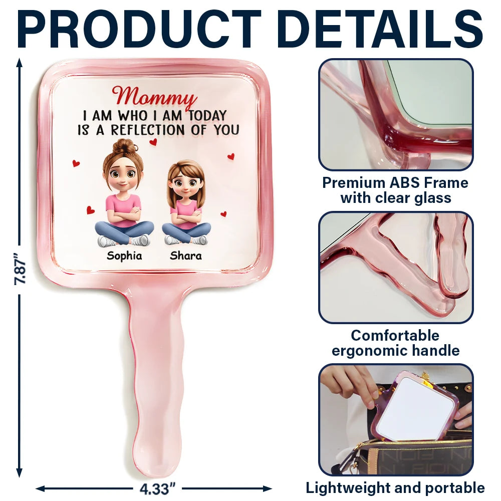 Gift For Mother, Happy, Gift For Grandma, Gift For Sisters - I Am Who I Am Today Is A Reflection Of You - Personalized Handheld Mirror