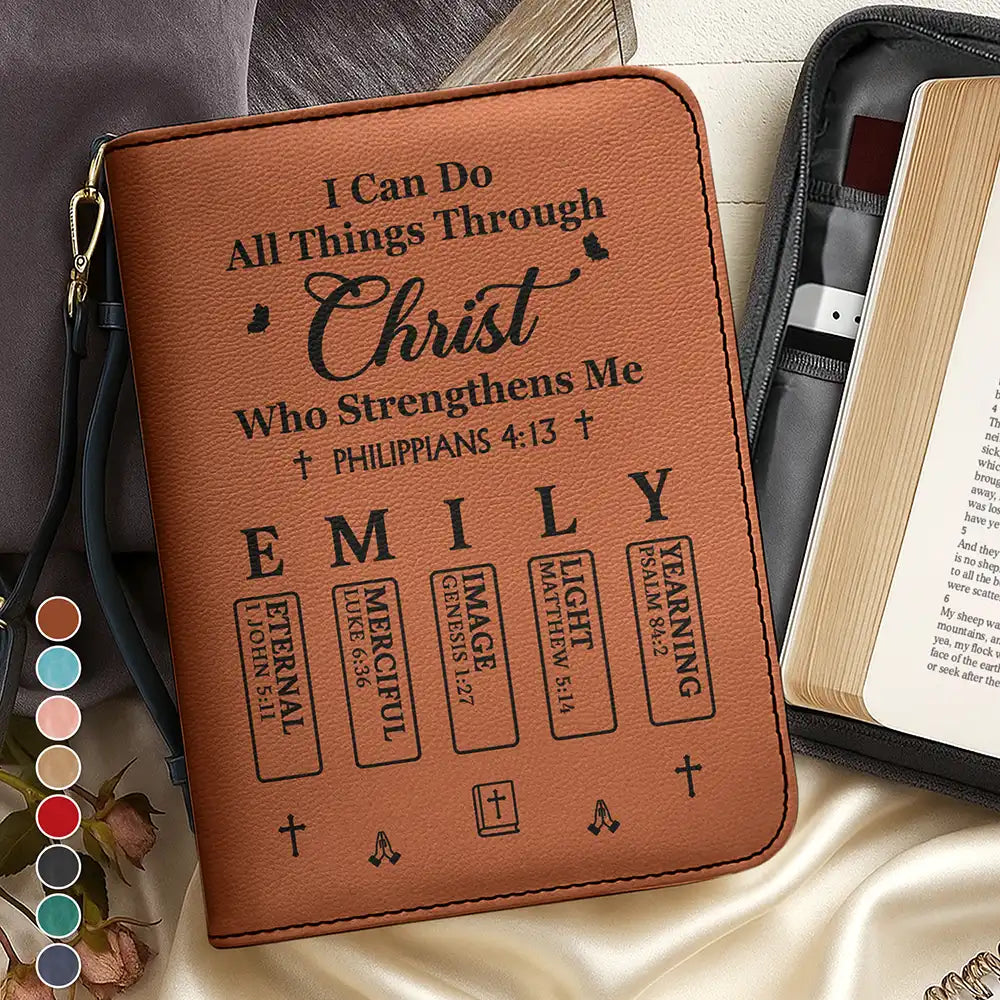 Christian,Gift For Women,Gift For Wife,Gift For Yourself,Gift For Girlfriend,Gift For Aunt,Gift For Mother,Gift For Daughter,Gift For Sisters,Gift For Bestie - I Can Do All Things Through Christ Who Strengthens Me - Personalized Bible Cover - Personalized Bible Cover