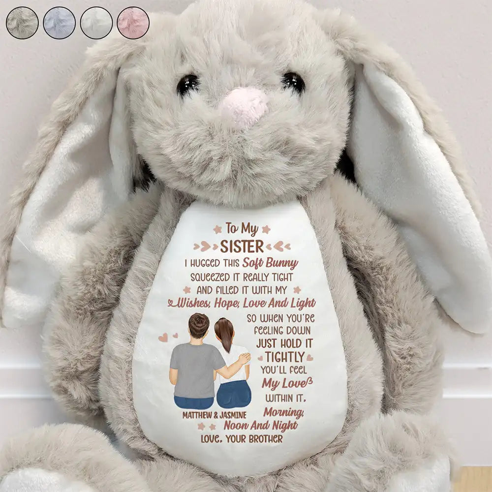 I Filled It With My Wishes Bestie Brother - Personalized Soft Toy Bunny