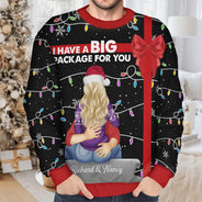 Gift For Couples, Gift For Husband, Gift For Wife, Gift For Boyfriend, Gift For Girlfriend, Funny, Christmas - I Have A Big Package For You - Personalized Unisex Ugly Sweater