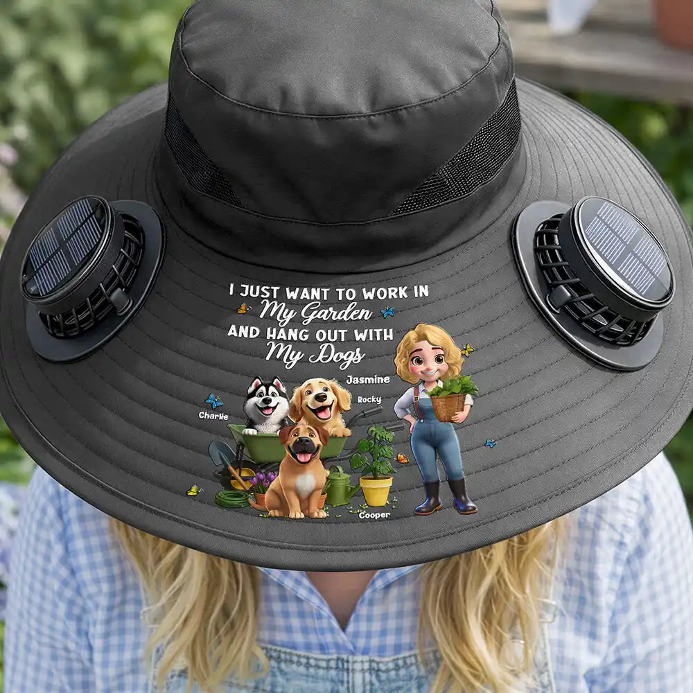 I Just Want To Work In My Garden - Personalized Solar Fan Hat
