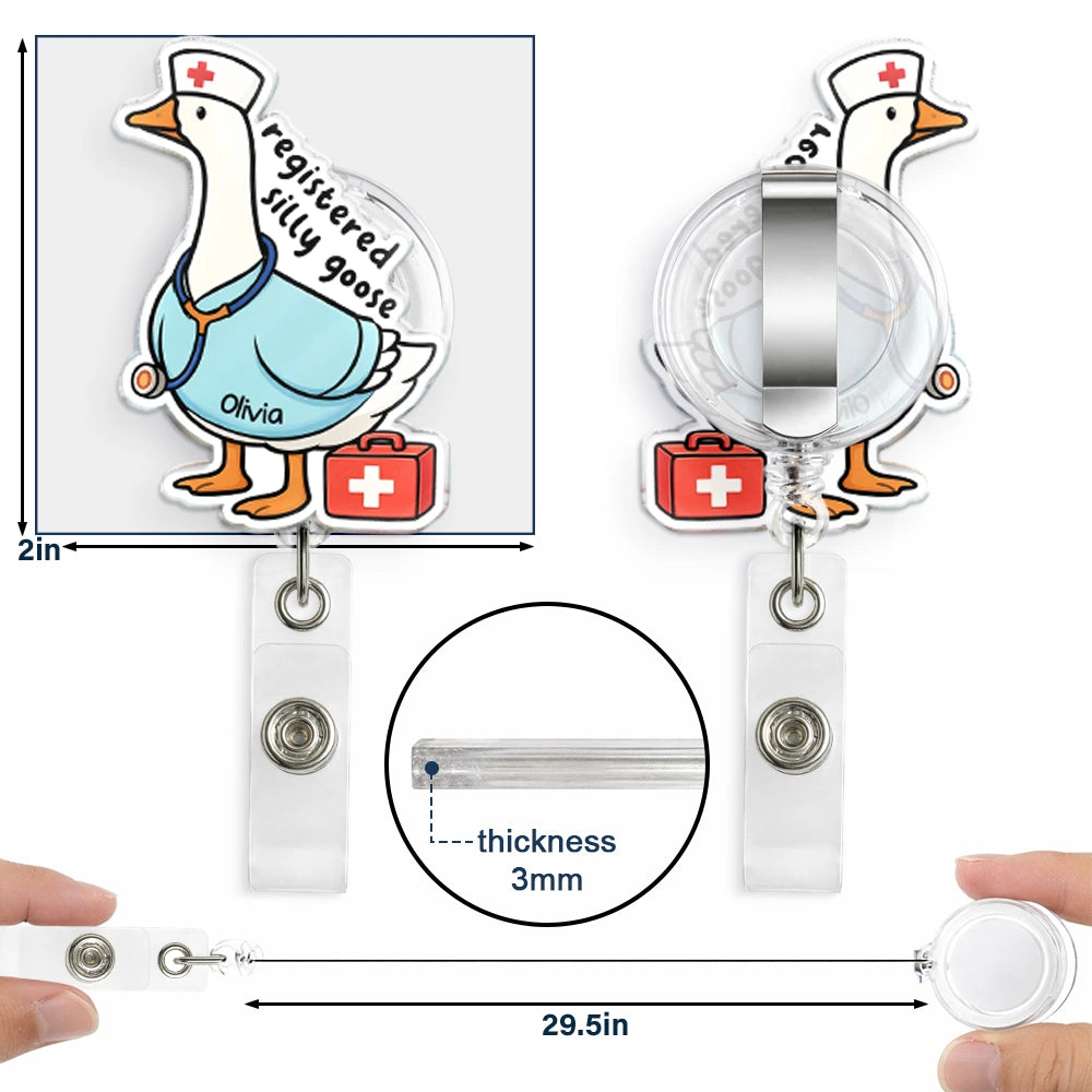 Nurse,Gift For Women,Gift For Men,Happy,Gift For Yourself - Registered Silly Goose Nurse - Personalized Badge Reel