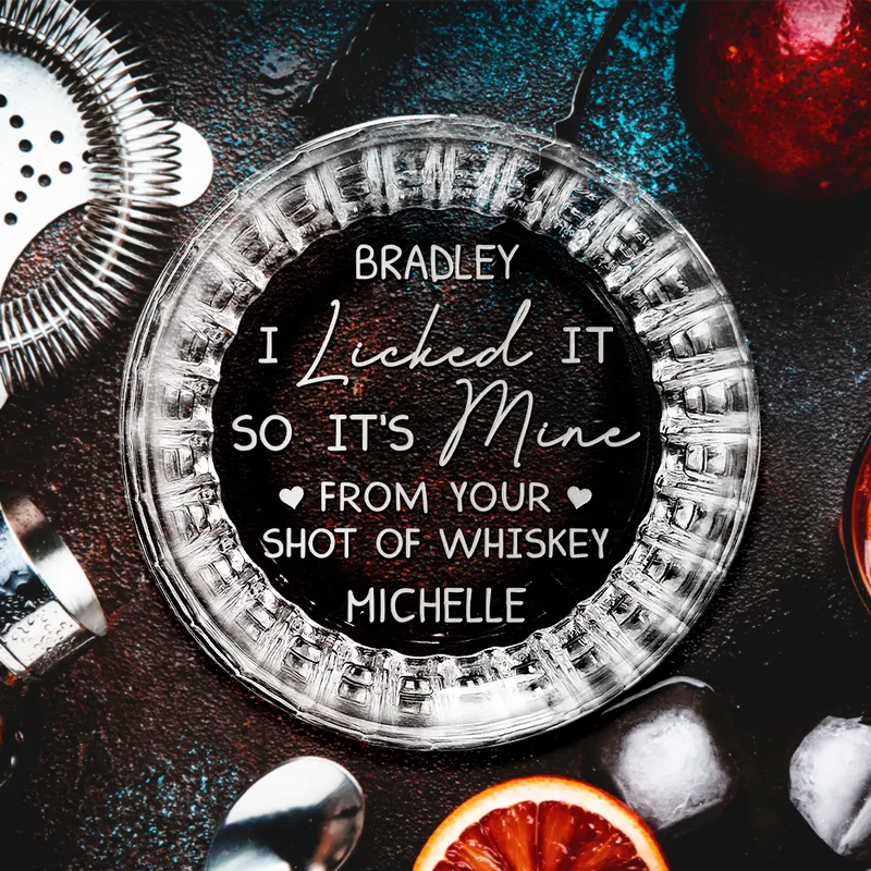 Gift For Couples,Gift For Husband,Gift For Boyfriend,Funny - I Licked It So It's Mine - Personalized Rocks Whiskey Glass