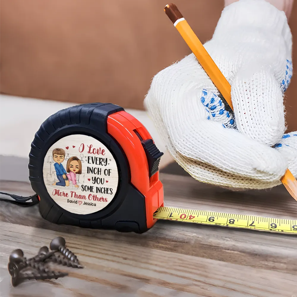 Gift For Couples,Old Couples,Gift For Husband,Gift For Wife,Gift For Boyfriend,Gift For Girlfriend,Love - I Love Every Inch Of You Doggy Couple - Personalized Tape Measure