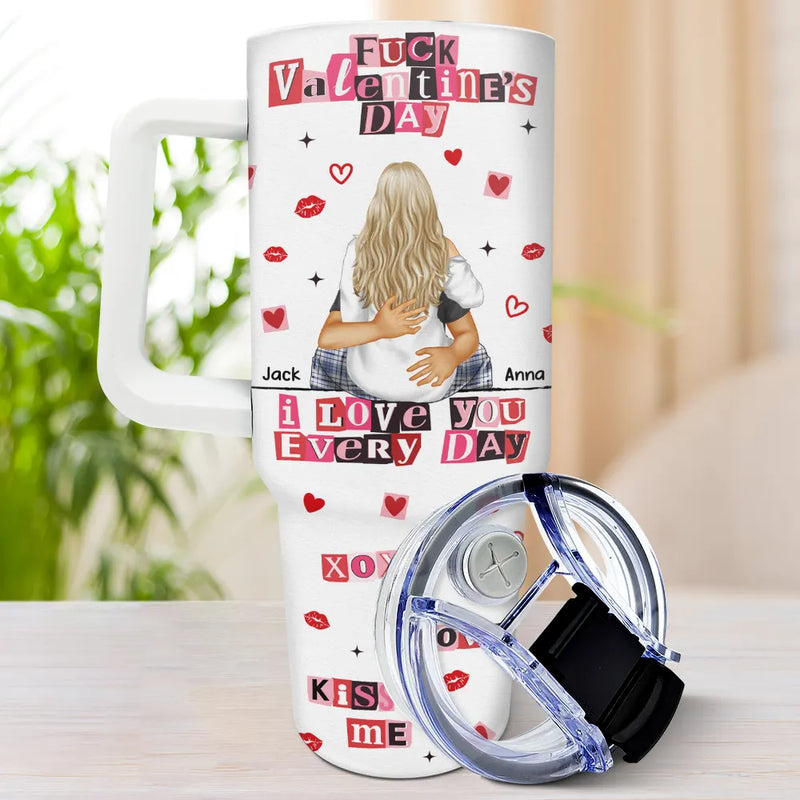 Old Couples,Gift For Couples,Gift For Husband,Gift For Wife,Gift For Boyfriend,Gift For Girlfriend,Love - I Love You Every Day Ransom Note Style - Personalized 40oz Tumbler With Straw