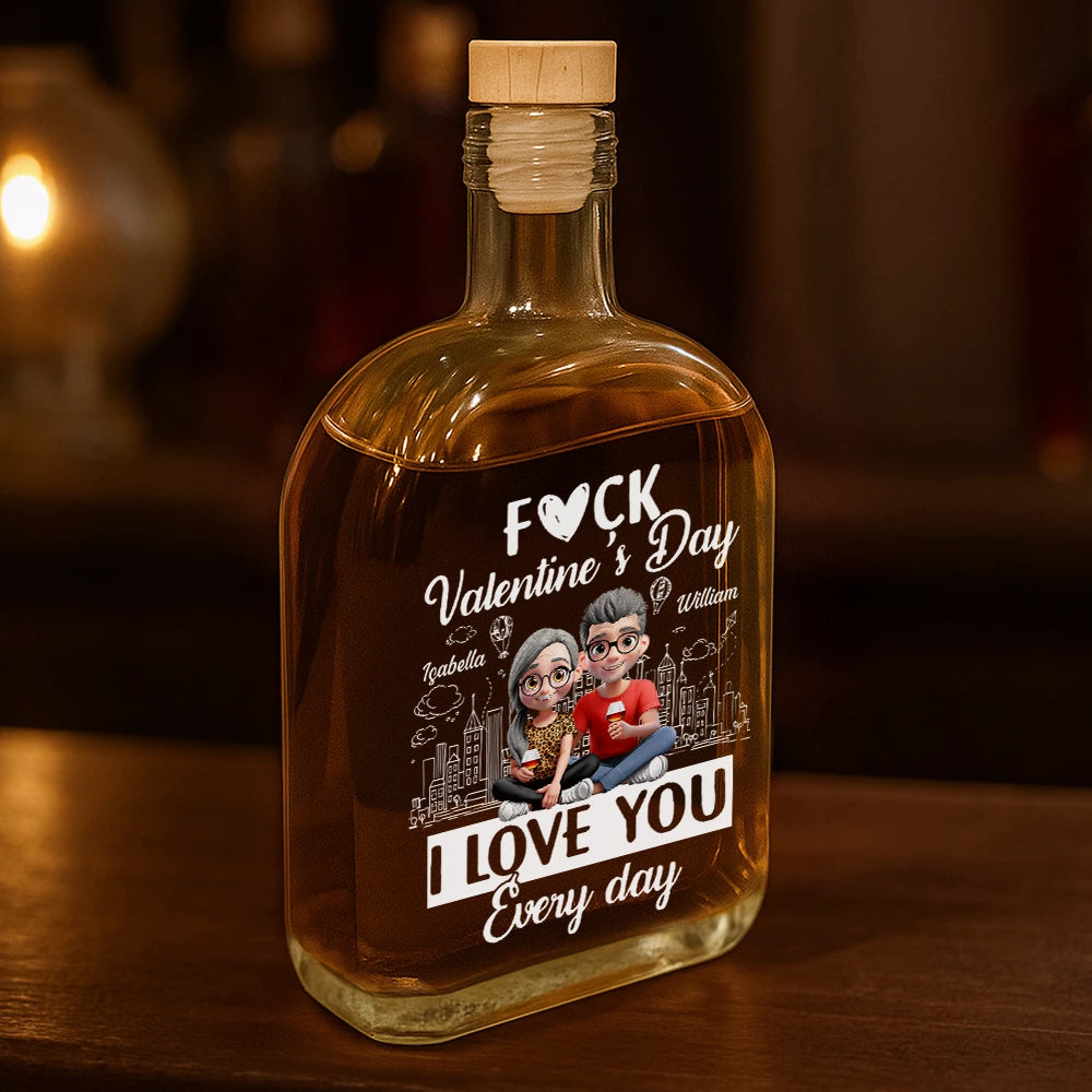 Gift For Couples,Gift For Husband,Gift For Wife,Gift For Boyfriend,Gift For Girlfriend,Happy - I Love You Everyday 3D Effect Couple - Personalized Whiskey Bottle