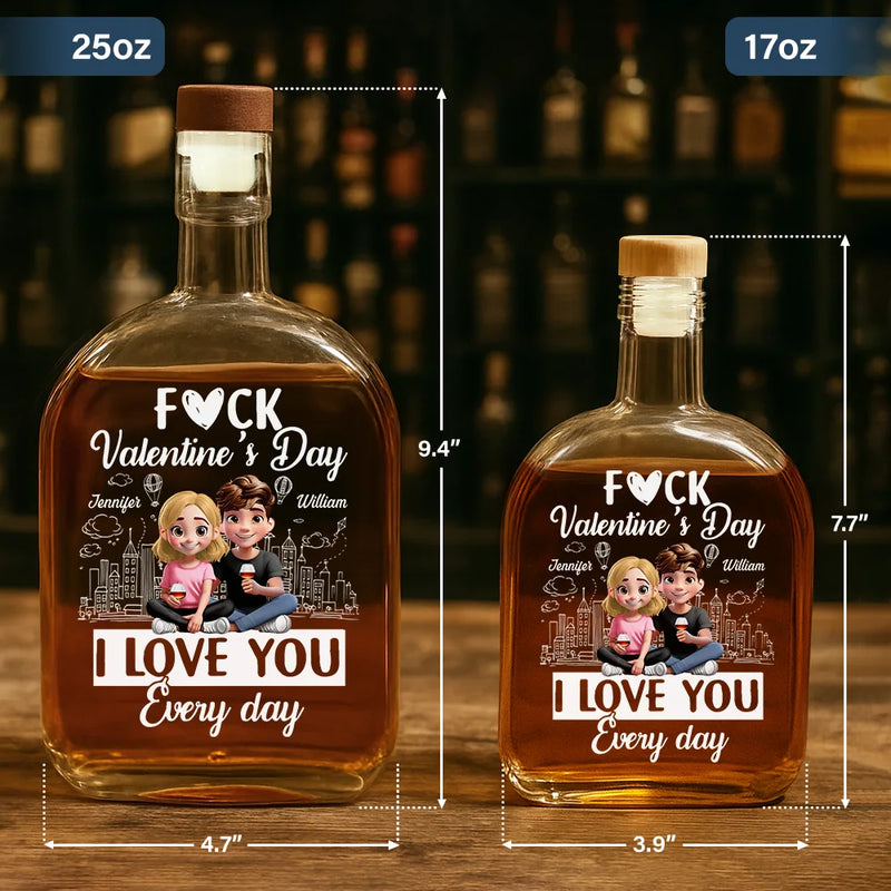 Gift For Couples,Gift For Husband,Gift For Wife,Gift For Boyfriend,Gift For Girlfriend,Happy - I Love You Everyday 3D Effect Couple - Personalized Whiskey Bottle