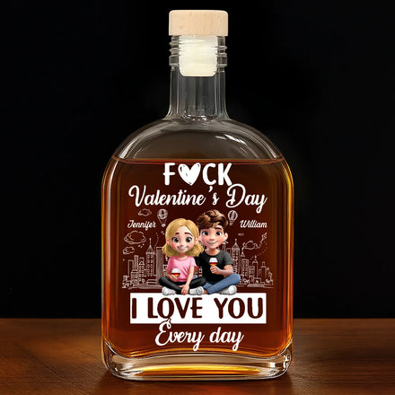 I Love You Everyday 3D Effect Couple - Personalized Whiskey Bottle