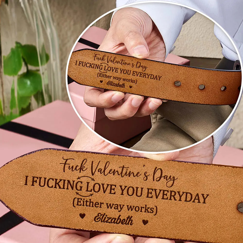 I Love You Everyday Couple - Personalized Engraved Leather Belt