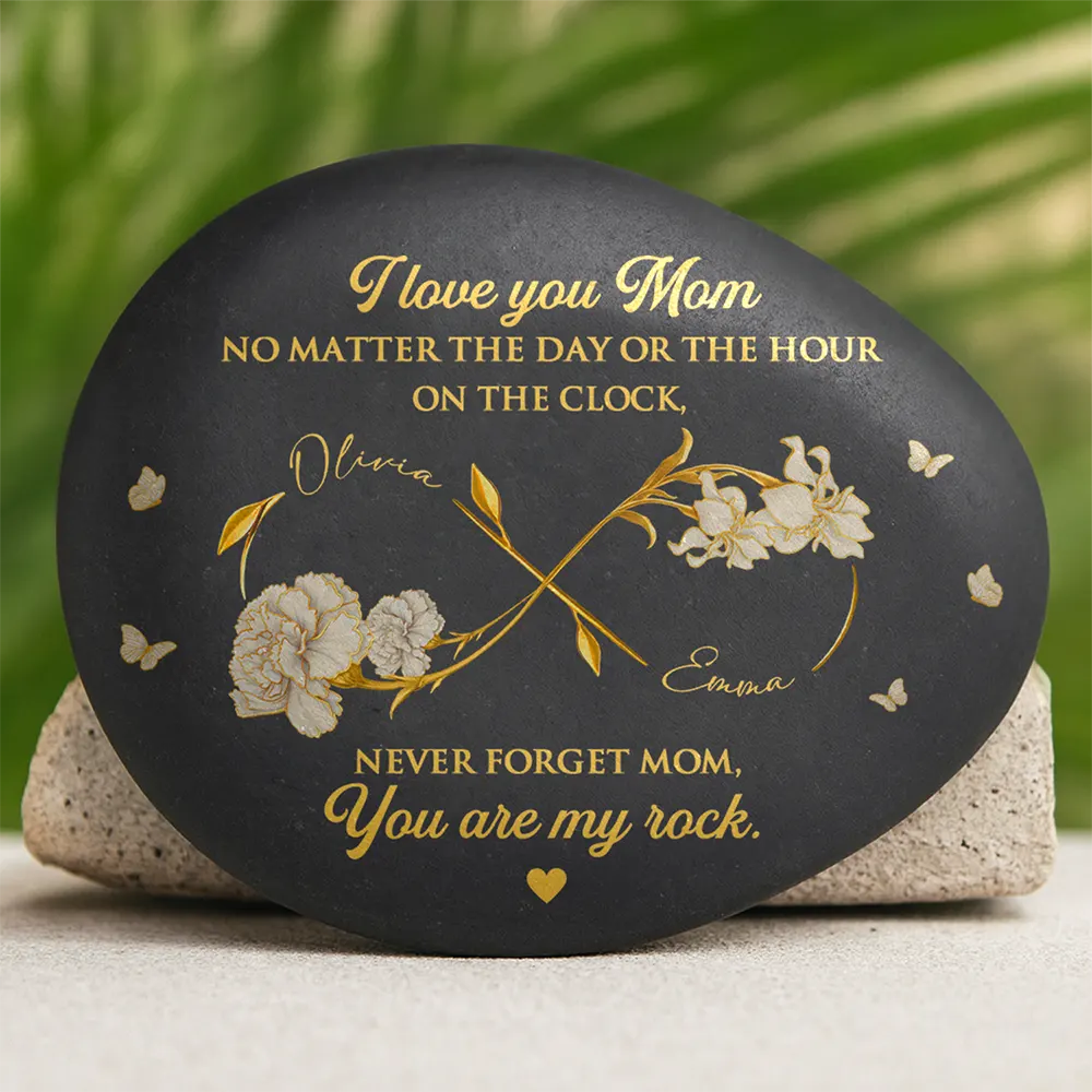 Gift For Mother, Dad - Daughters (Adult), Gift For Daughter, Happy - I Love You Mom You Are My Rocks - Personalized Printed Rock