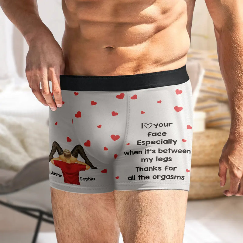 Gift For Couples,Funny,Gift For Husband,Gift For Boyfriend,Gift For Men - I Love Your Face Especially When It's Between My Legs - Personalized Men's Boxer Briefs
