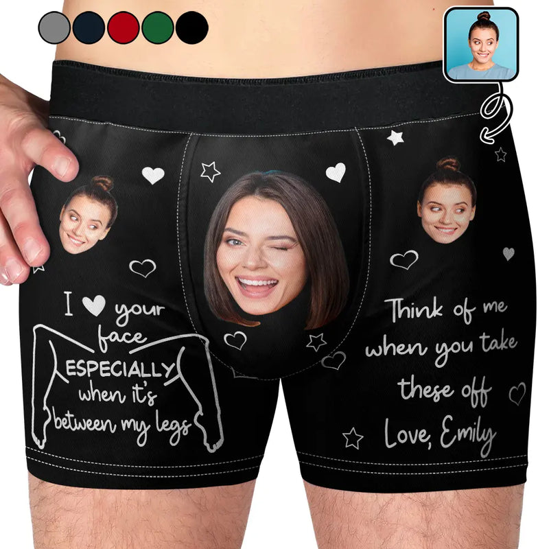 Gift For Boyfriend, Gift For Husband, Love, Funny - I Love Your Face Funny Couple - Personalized Men's Boxer Briefs