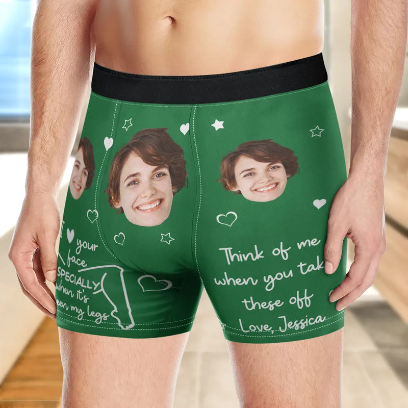 Gift For Boyfriend, Gift For Husband, Love, Funny - I Love Your Face Funny Couple - Personalized Men's Boxer Briefs