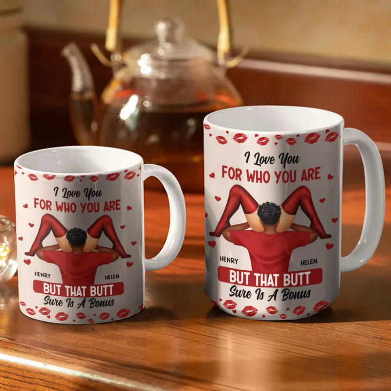 Gift For Couples,Old Couples,Gift For Husband,Gift For Wife,Gift For Boyfriend,Gift For Girlfriend,Custom Photo,Love - I Love Your Face Timber Couple - Personalized White Edge-to-Edge Mug