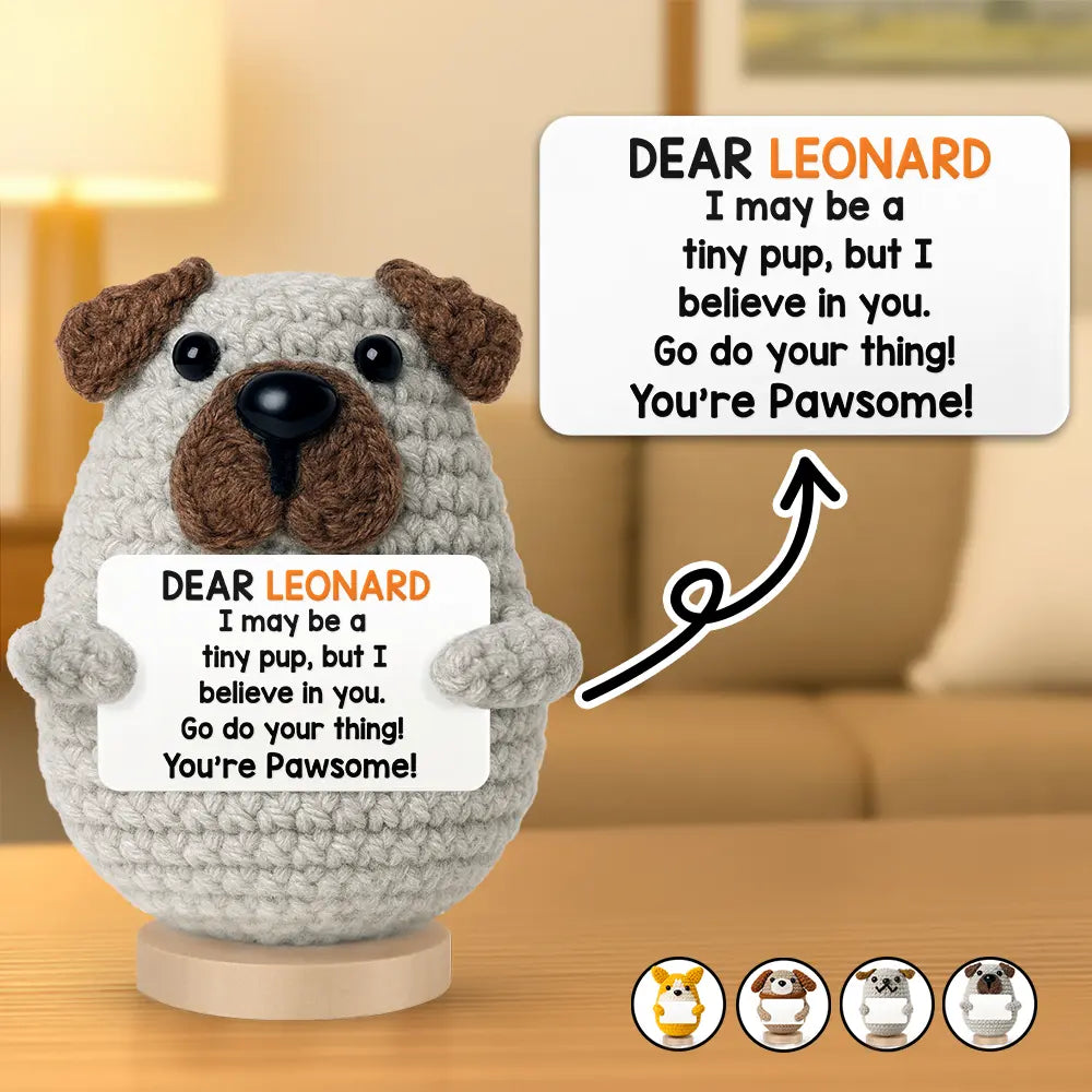 I May Be A Tiny Dog - Personalized Doll Crochet With Custom Card