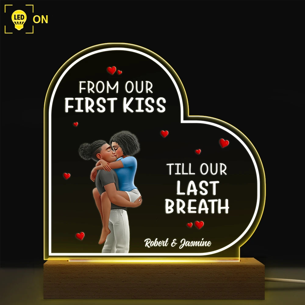 Gift For Couples,Gift For Husband,Gift For Wife,Gift For Girlfriend,LGBT,Love - I Met You Liked You Love You Forever - Personalized 3D Led Light Wooden Base