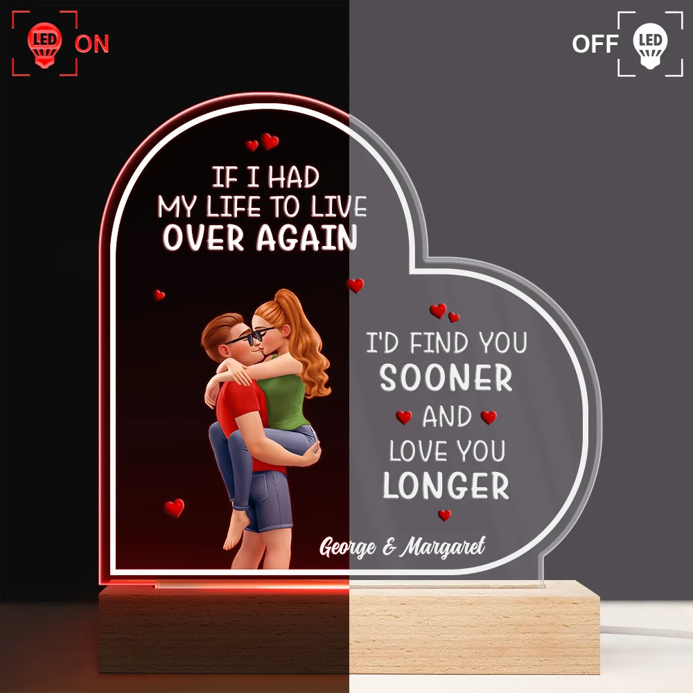 Gift For Couples,Gift For Husband,Gift For Wife,Gift For Girlfriend,LGBT,Love - I Met You Liked You Love You Forever - Personalized 3D Led Light Wooden Base