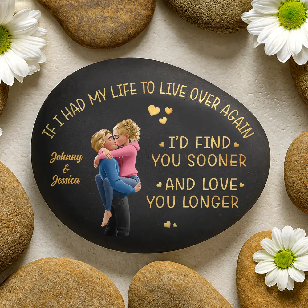 Gift For Couples,Gift For Husband,Gift For Wife,Gift For Boyfriend,Gift For Girlfriend,Love - I Met You Liked You Love You Forever - Personalized Printed Rock