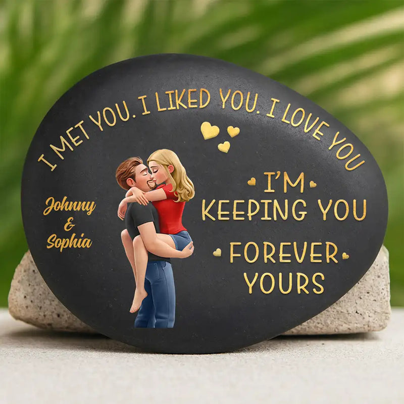 Gift For Couples,Gift For Husband,Gift For Wife,Gift For Boyfriend,Gift For Girlfriend,Love - I Met You Liked You Love You Forever - Personalized Printed Rock