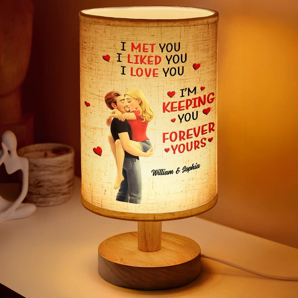 I Met You Liked You Loved You Forever Kissing Couple - Personalized Fabric Lamp