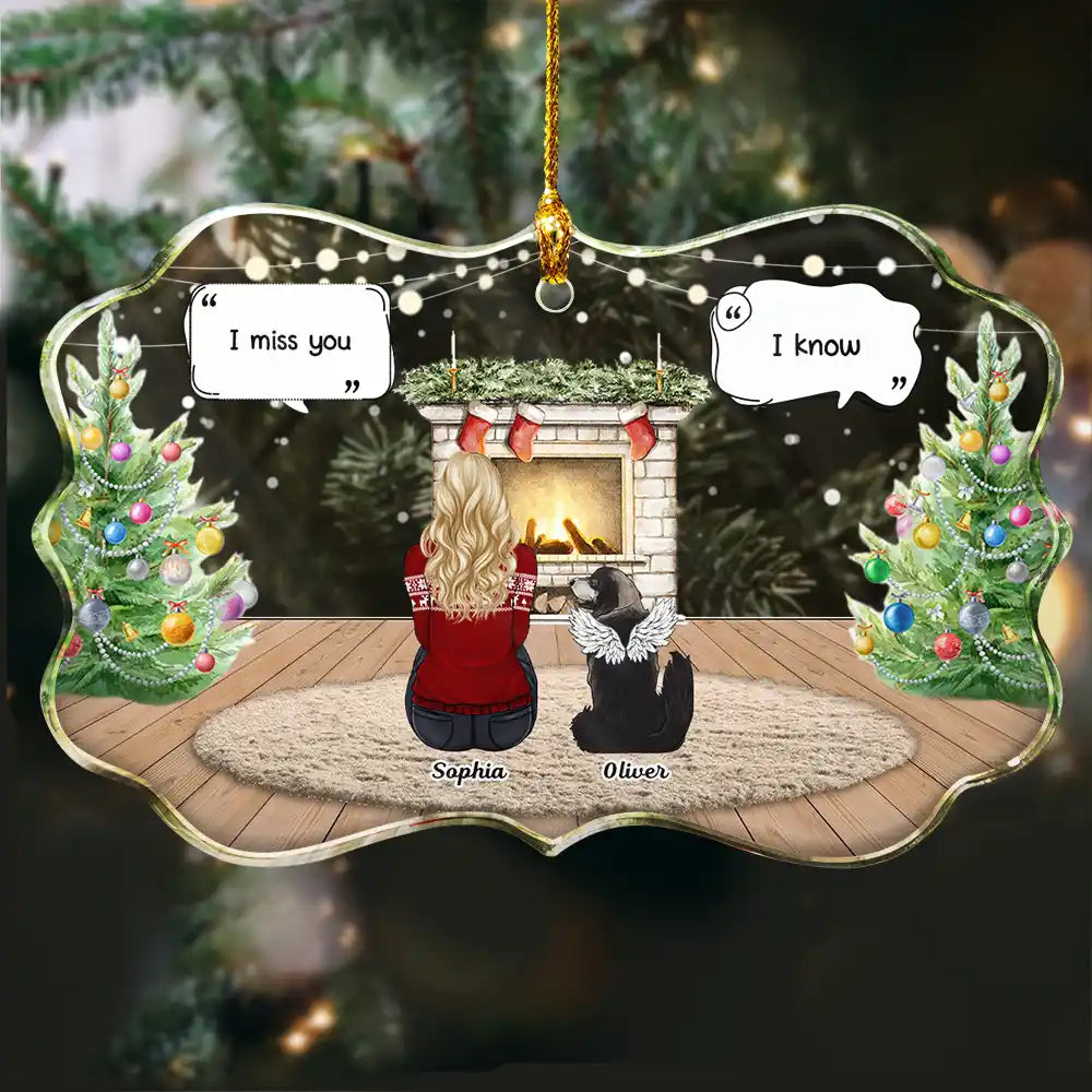 I Miss You Cozy Home - Personalized Medallion Glass Ornament