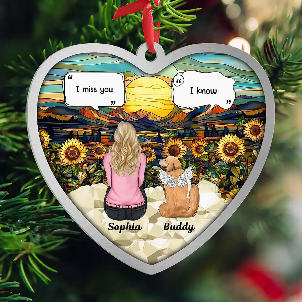 I Miss You Memorial Dog Cat - Personalized Metal Ornament