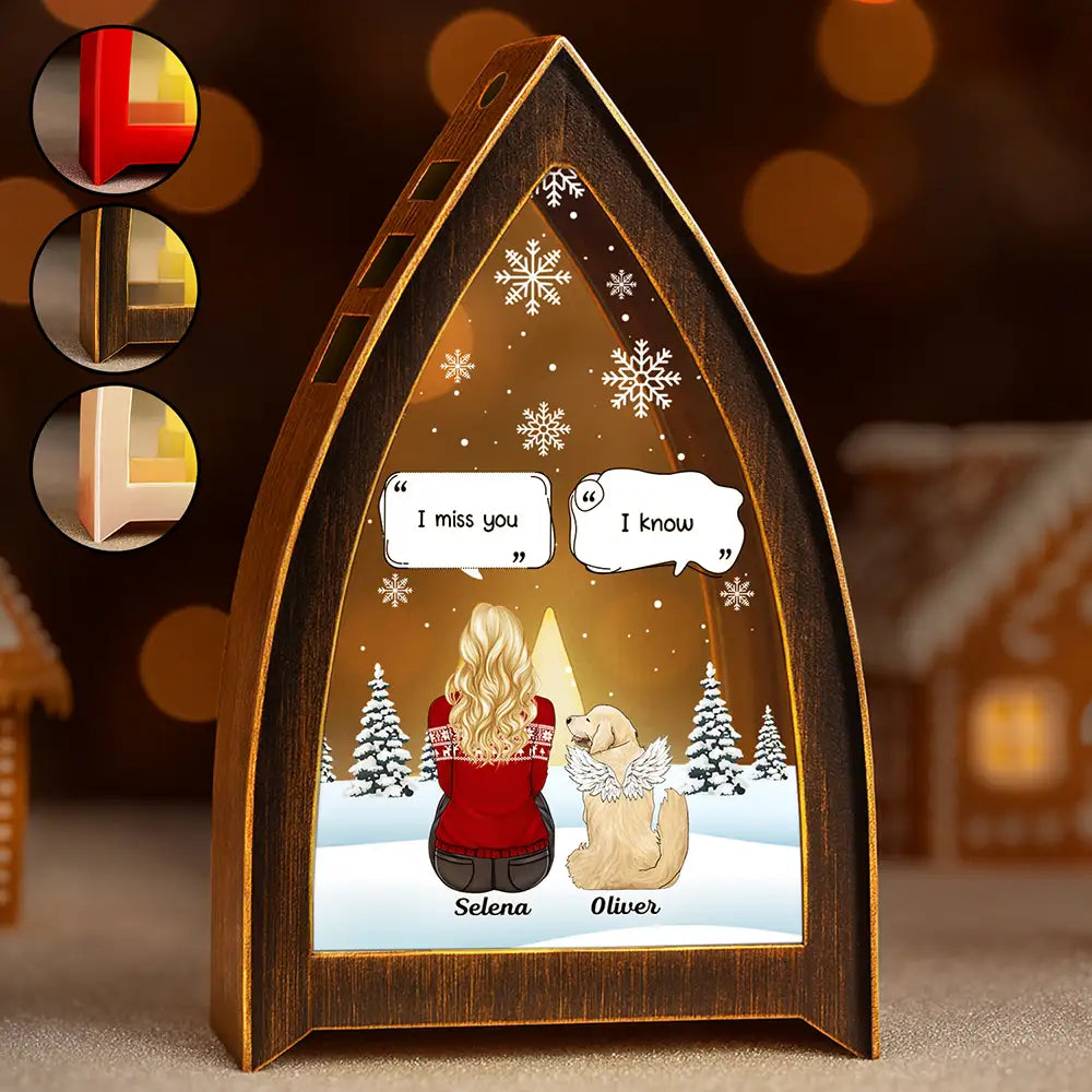 Sad, Memorial, Dog Lovers, Pet Lovers, Cat Lovers, Christmas, Dog Mom, Pet Mom - I Miss You Memorial Dog Cat - Personalized Tabletop Lantern Light