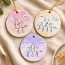 Sentimental,Christmas,Pet Lovers,Memorial,Vector - I Miss You Memorial Dog Cat Line Art - Personalized Circle Ceramic Ornament