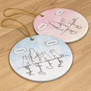 Sentimental,Christmas,Pet Lovers,Memorial,Vector - I Miss You Memorial Dog Cat Line Art - Personalized Circle Ceramic Ornament