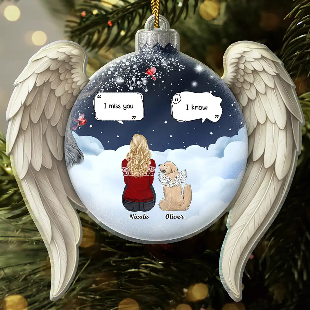 Christmas, Memorial, Sad, Pet Lovers, Dog Lovers, Cat Lovers - I Miss You Pet Memorial - Personalized Custom Shaped Acrylic Ornament