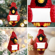 Family,Memorial,Sad,Christmas - Custom Photo Memorial Although You Cannot See Me - Personalized Crochet Cardinal Bird Hanging Decoration