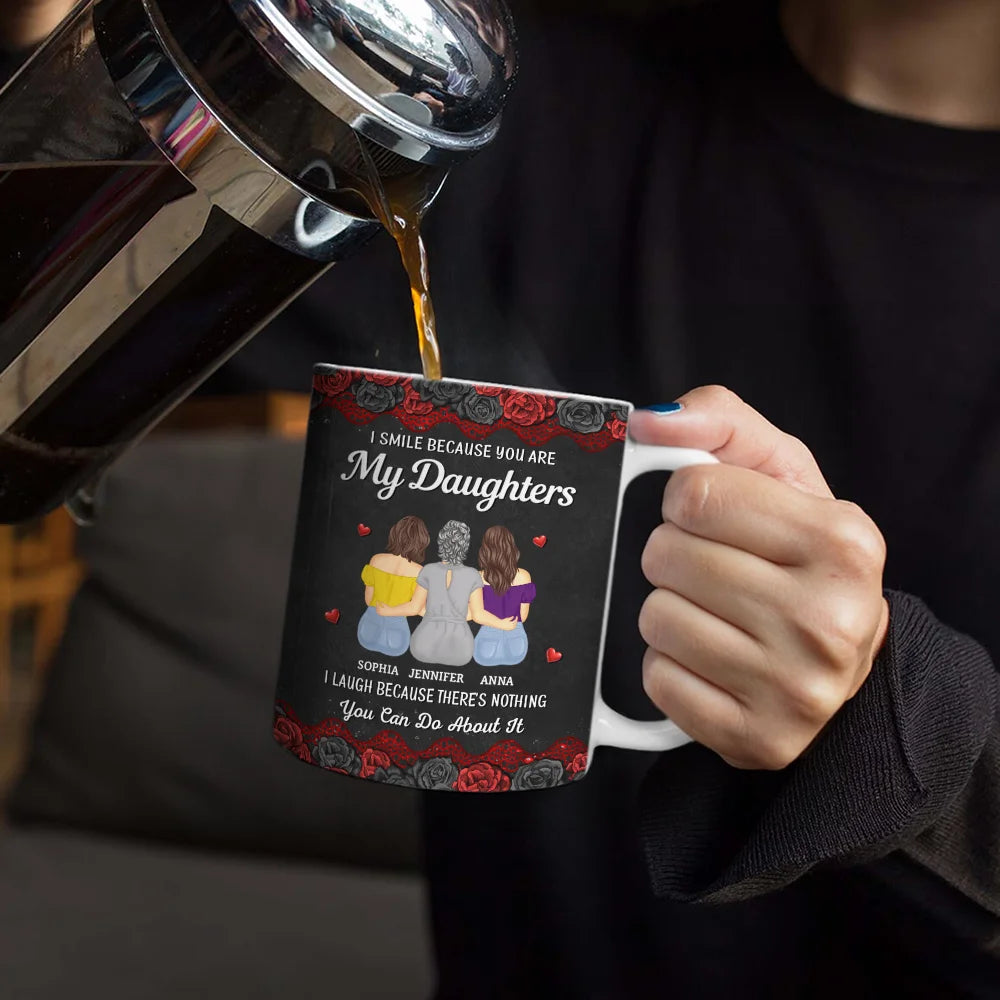 Gift For Mother, Mom - Daughters (Adult), Gift For Daughter, Happy - I Smile Because You Are My Daughter - Personalized White Edge-to-Edge Mug