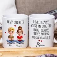 Dad,Daughters,Gift For Daughter,Mom,Sons,Gift For Son,Gift For Women,Gift For Men,Top Market,Happy - I Smile Because You Are My Daughter 3D Effect - Personalized Mug