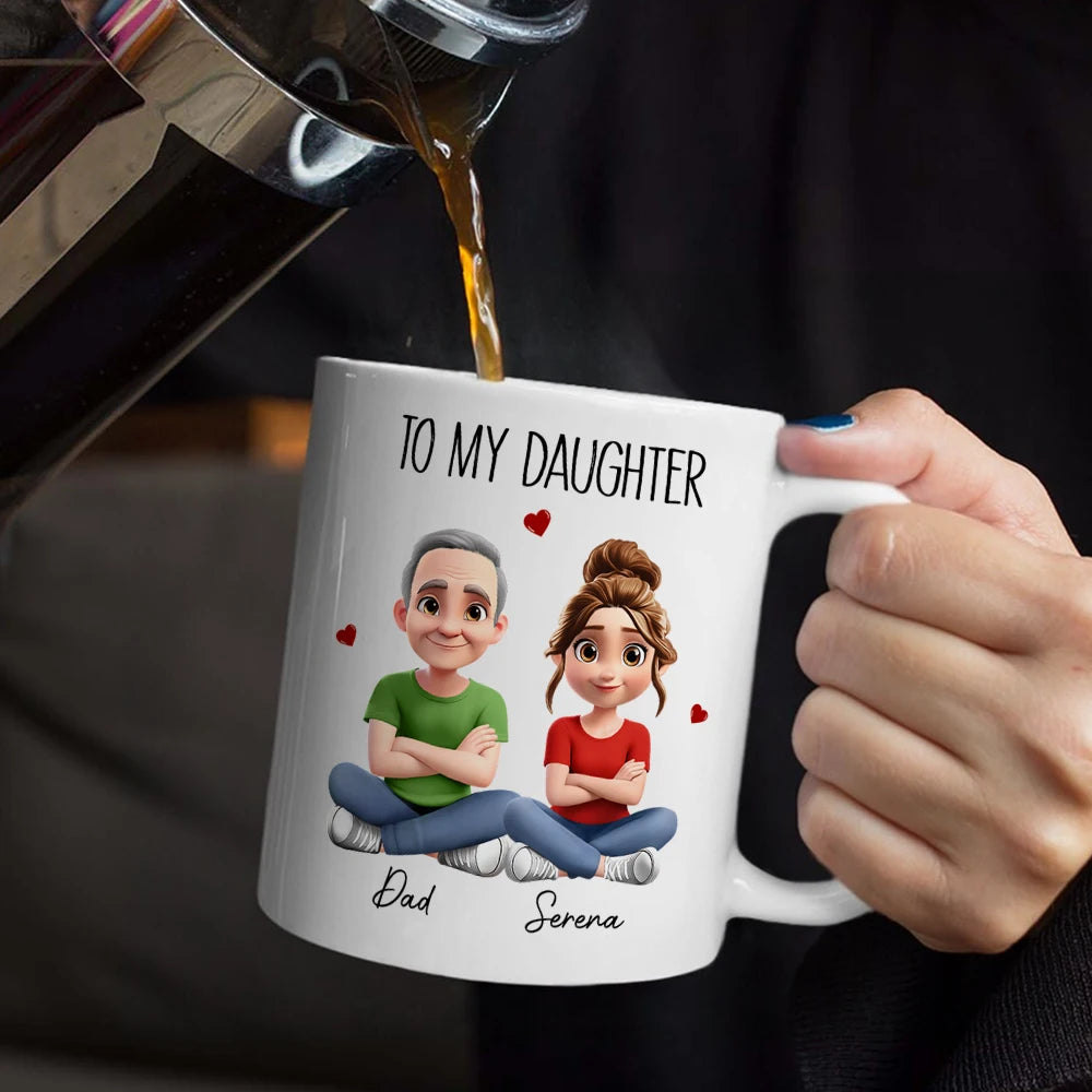 Dad,Daughters,Gift For Daughter,Mom,Sons,Gift For Son,Gift For Women,Gift For Men,Top Market,Happy - I Smile Because You Are My Daughter 3D Effect - Personalized Mug