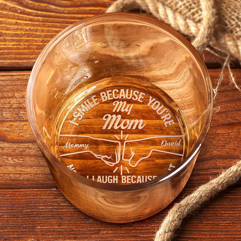 Gift For Son,Mom - Sons,Dad - Sons,Funny - I Smile Because You Are My Daughter Son - Personalized Engraved Whiskey Glass