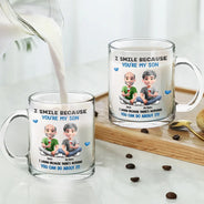 Mom,Sons,Daughters (Adult),Gift For Daughter,Gift For Son,Funny - I Smile Because You Are My Daughter Son - Personalized Glass Mug