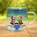 Mom - Sons, Dad - Daughters (Adult), Gift For Daughter, Gift For Son, Funny - I Smile Because You Are My Daughter Son - Personalized Gradient Glass Mug