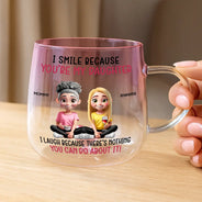 Mom - Sons, Dad - Daughters (Adult), Gift For Daughter, Gift For Son, Funny - I Smile Because You Are My Daughter Son - Personalized Gradient Glass Mug