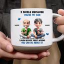 Mom - Sons,Mom - Daughters (Adult),Gift For Daughter,Gift For Son,Funny - I Smile Because You Are My Daughter Son - Personalized Pottery Mug