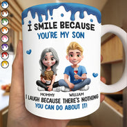 Dad - Daughters (Adult),Gift For Daughter,Mom - Daughters (Adult),Dad - Sons,Mom - Sons,Gift For Son,Happy - I Smile Because You Are My Daughter Son - Personalized White Edge-to-Edge Mug