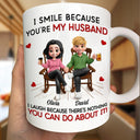 Gift For Couples,Gift For Husband,Gift For Wife,Gift For Women,Gift For Men,Happy - I Smile Because You Are My Husband - Personalized Mug