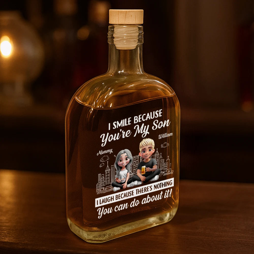 Dad - Sons, Gift For Son, Mom - Sons, Happy - I Smile Because You're My Son - Personalized Whiskey Bottle
