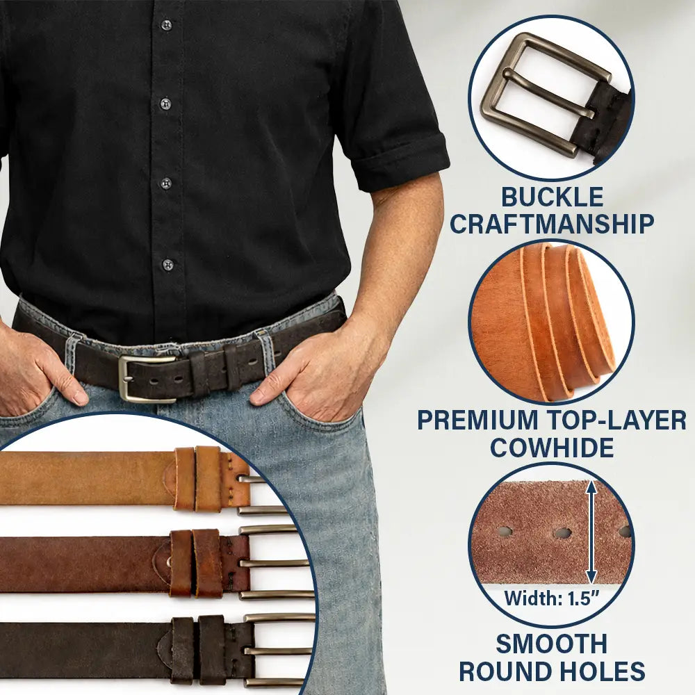 Gift For Men, Gift For Husband, Gift For Father, Funny - I Love You With All Of My Boobs - Personalized Cowhide Leather Belt