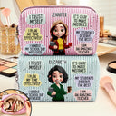 Back To School, Summer, Teacher, Inspirational, Vector - I Trust Myself Teacher Daily Affirmations - Personalized Striped Cosmetic Bag