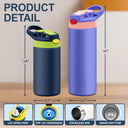 Adorable,Art Design,Back To School,Gift For Kids,Photo - Cartoon Portrait - Custom Photo Cartoon Portrait Cute Kid With Comic Book Theme - Personalized Insulated Water Bottle With Straw