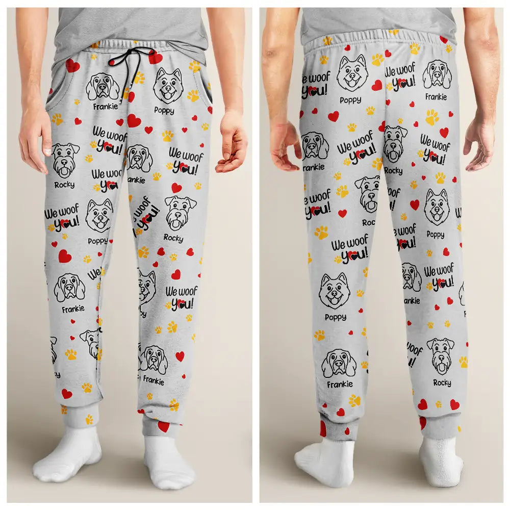 Dog Lovers,Funny - I We Woof You - Personalized Pajama Pants