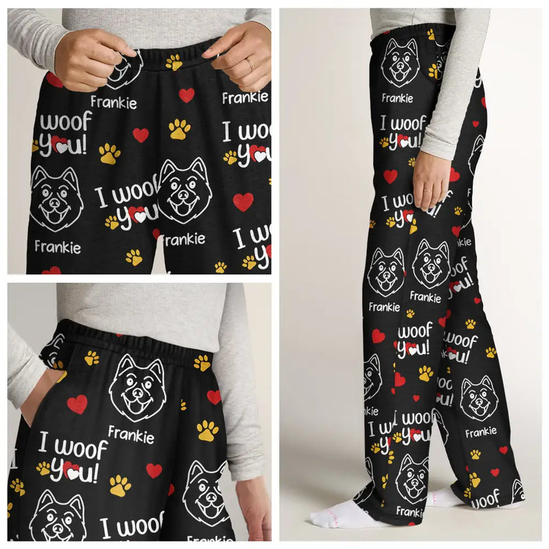 Dog Lovers,Funny - I We Woof You - Personalized Pajama Pants